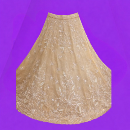 Elegant beige lehenga with floral embroidery