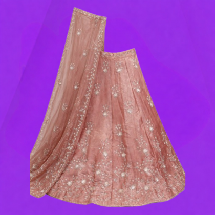 Blush pink lehenga with silver embroidery